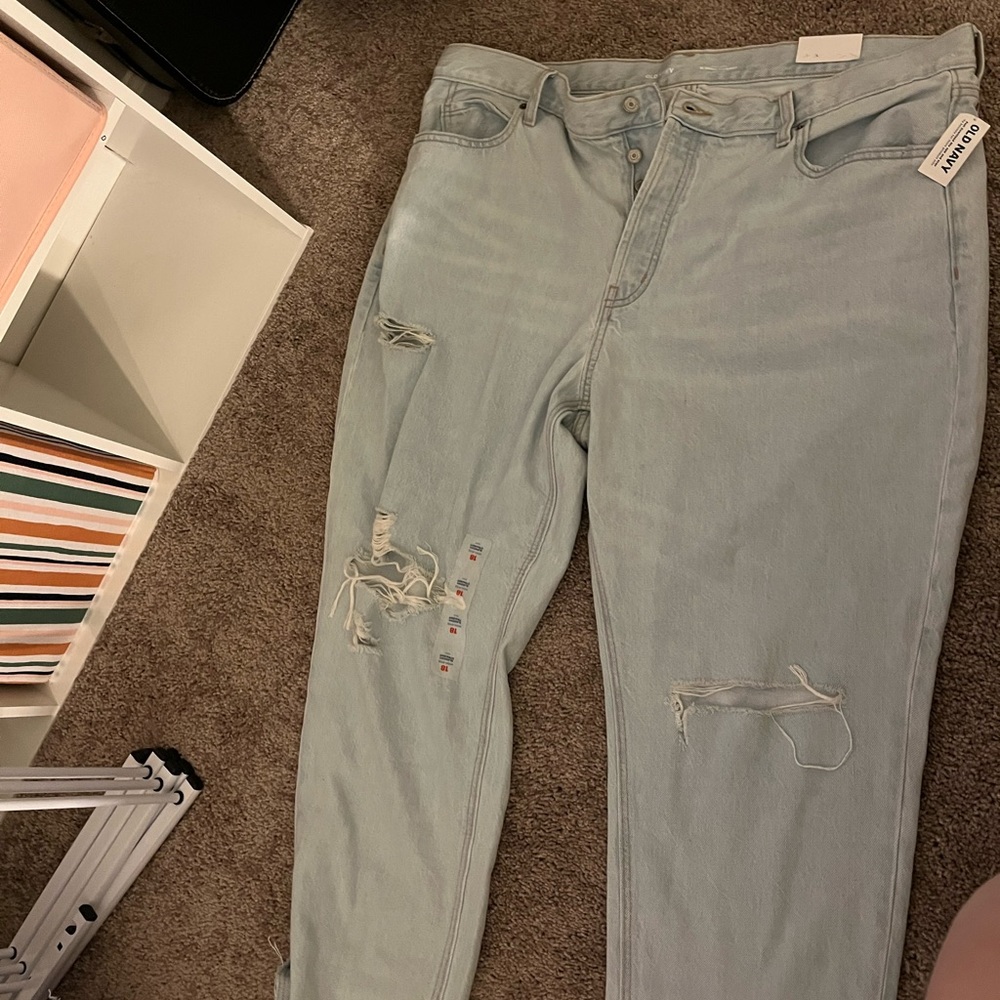 Ripped, light colored jeans